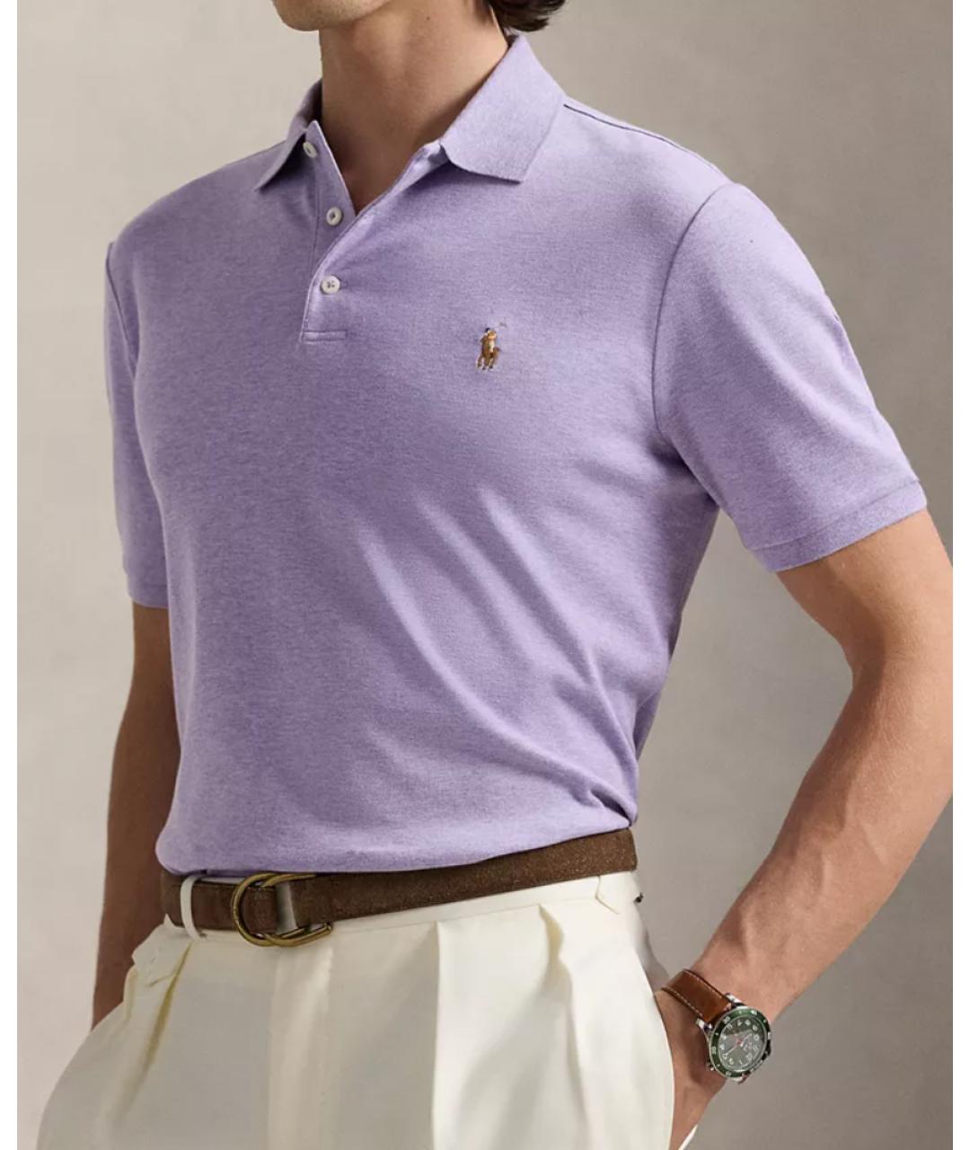 POLO RALPH LAUREN Фиолетовое хлопковое поло с коротким рукавом, фото 6