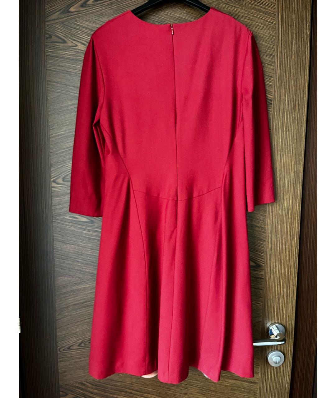 ALBERTA FERRETTI Красное шерстяное повседневное платье, фото 2