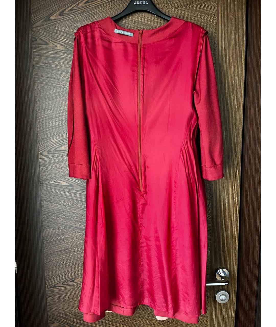 ALBERTA FERRETTI Красное шерстяное повседневное платье, фото 5