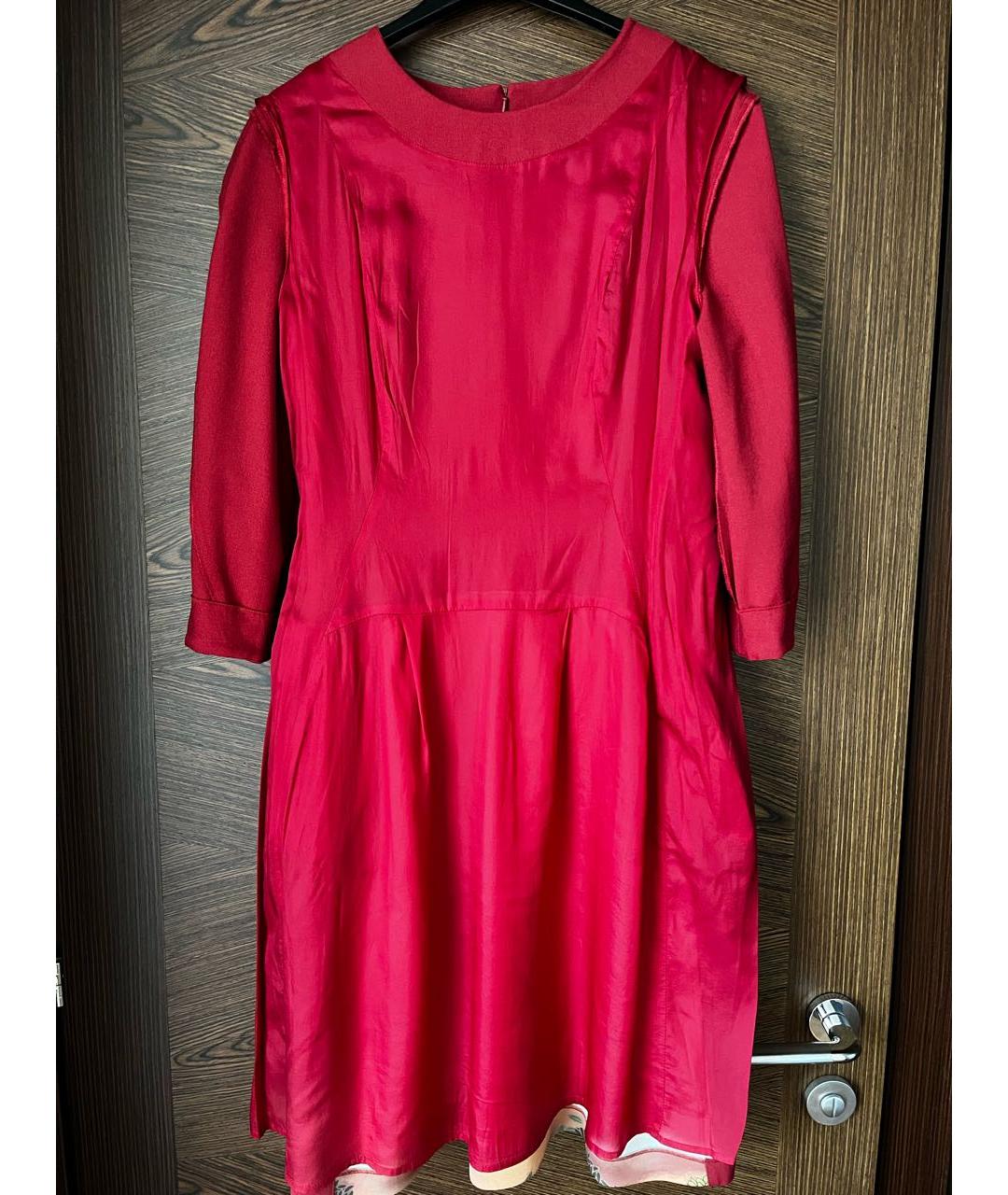 ALBERTA FERRETTI Красное шерстяное повседневное платье, фото 4