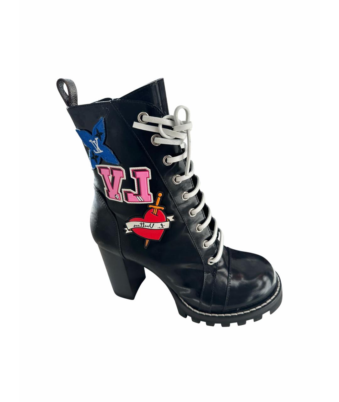 LOUIS VUITTON Черные кожаные ботильоны, фото 1