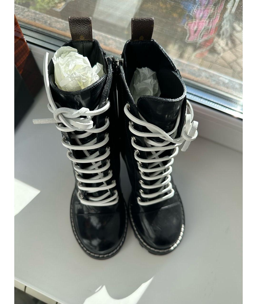 LOUIS VUITTON Черные кожаные ботильоны, фото 2