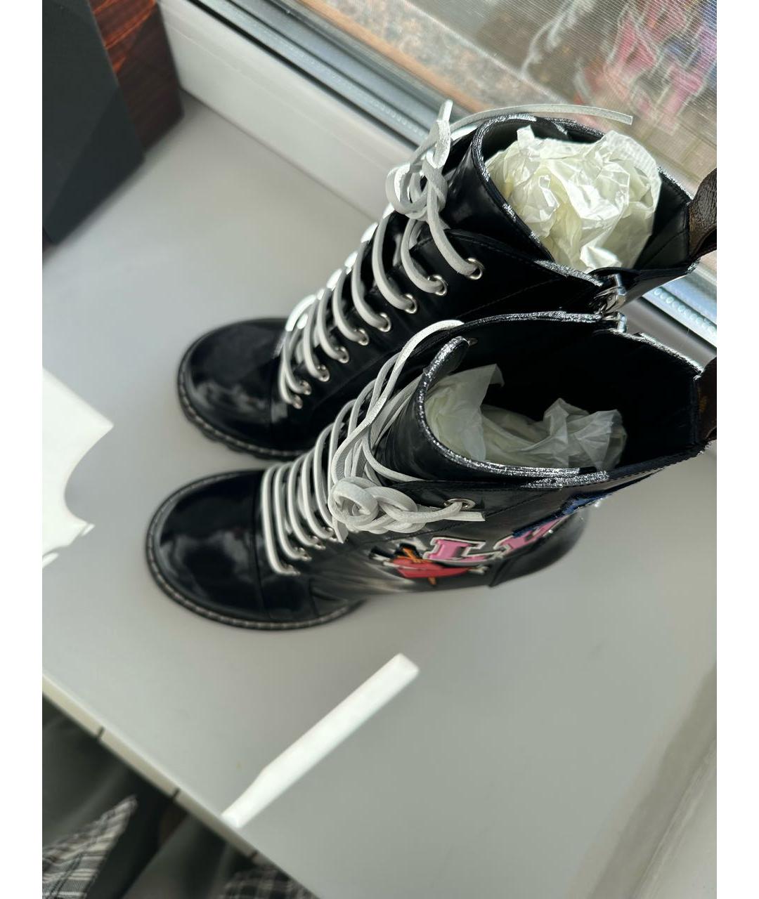 LOUIS VUITTON Черные кожаные ботильоны, фото 3