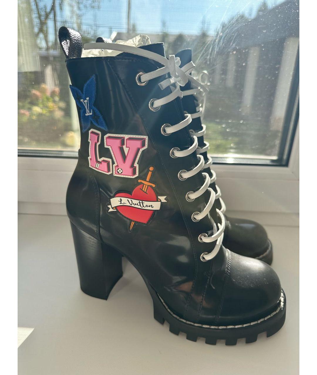LOUIS VUITTON Черные кожаные ботильоны, фото 5