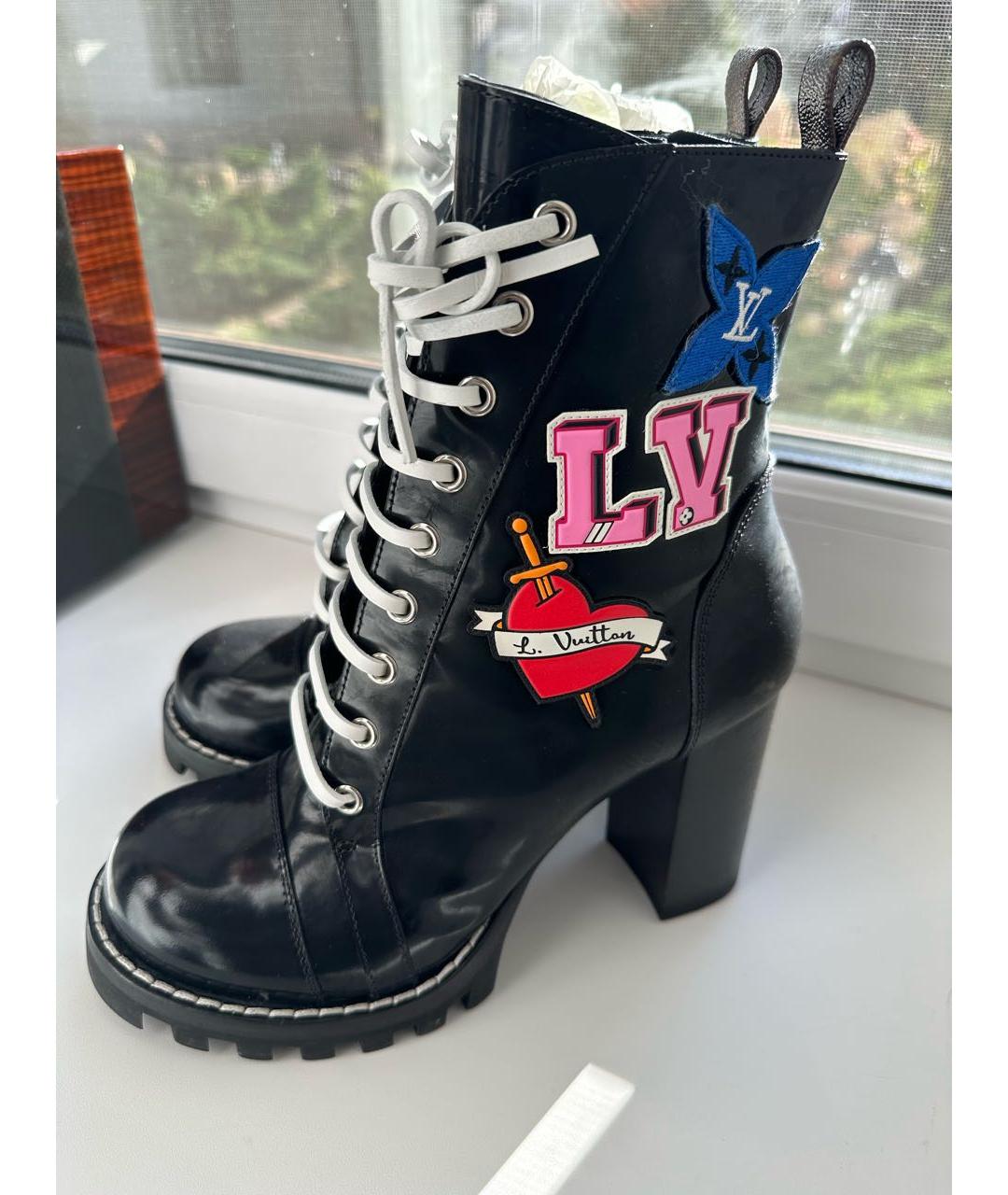 LOUIS VUITTON Черные кожаные ботильоны, фото 6