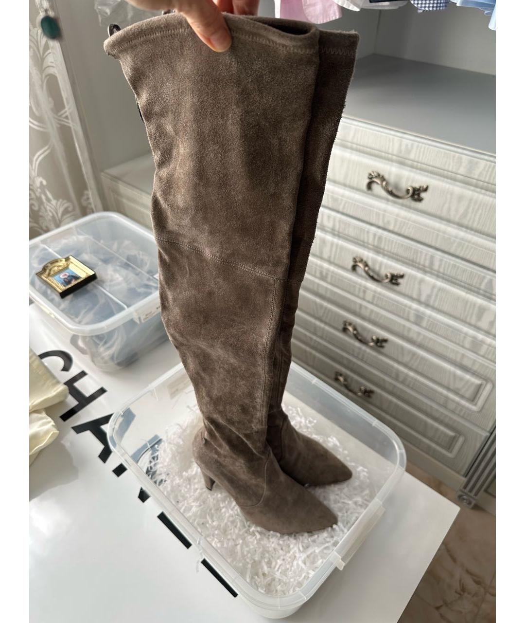 STUART WEITZMAN Коричневые замшевые ботфорты, фото 5