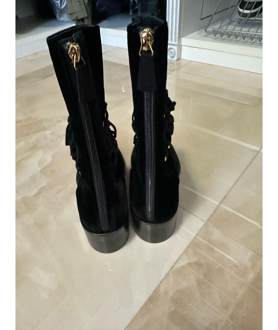 CHANEL Черные бархатные полусапоги, фото 4