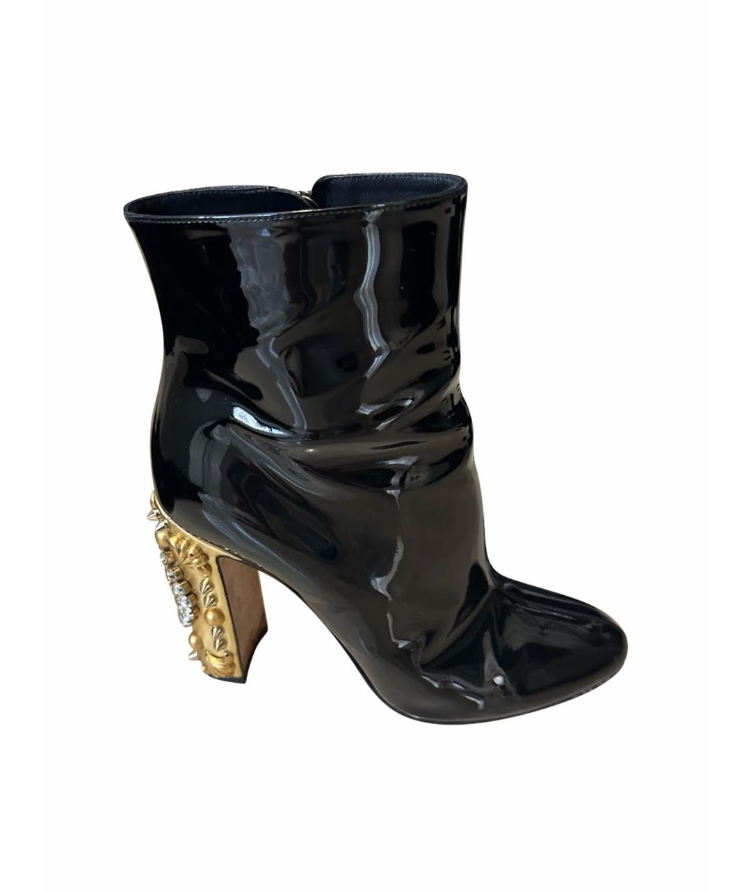 DOLCE&GABBANA Черные ботильоны из лакированной кожи, фото 1