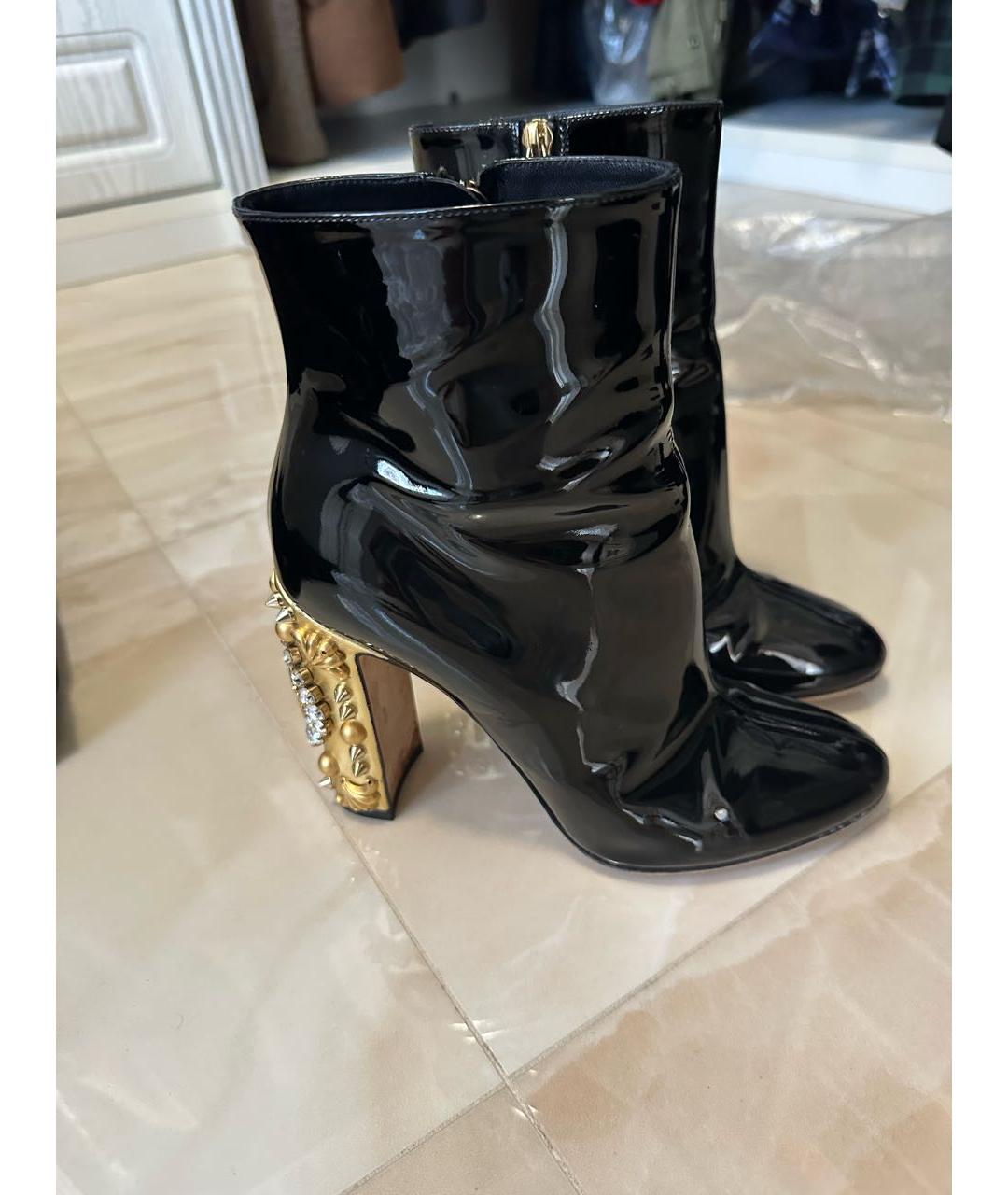 DOLCE&GABBANA Черные ботильоны из лакированной кожи, фото 5