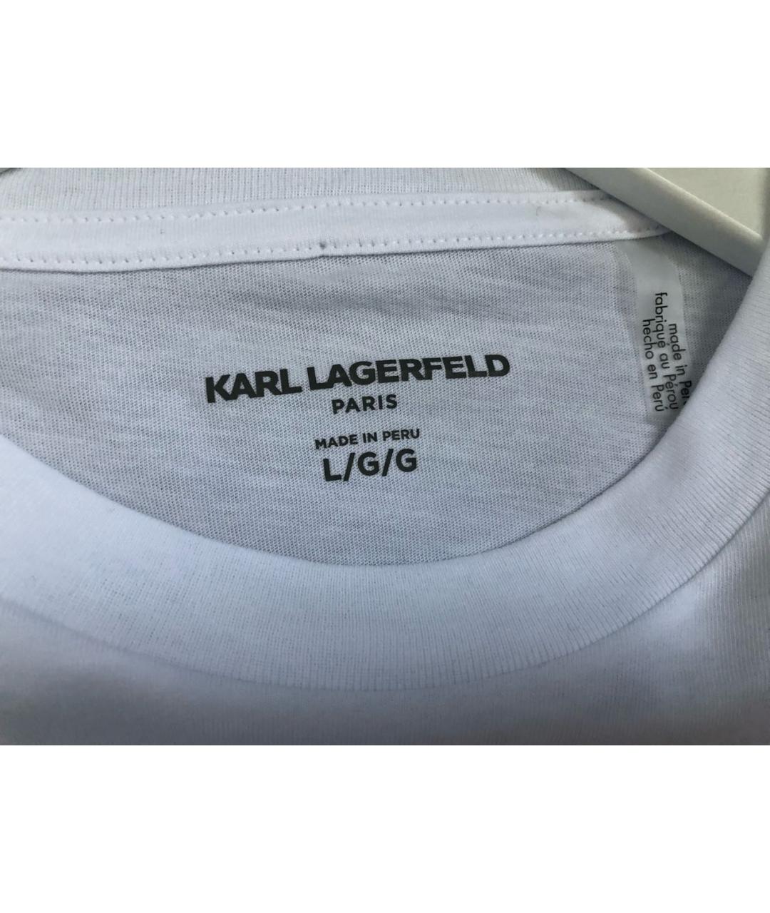 KARL LAGERFELD Белая хлопковая футболка, фото 3