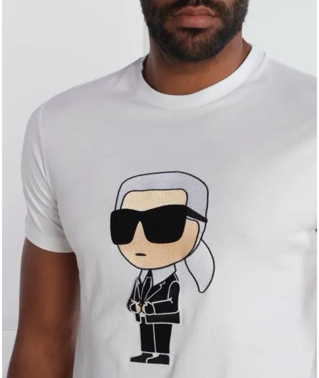 KARL LAGERFELD Белая хлопковая футболка, фото 4