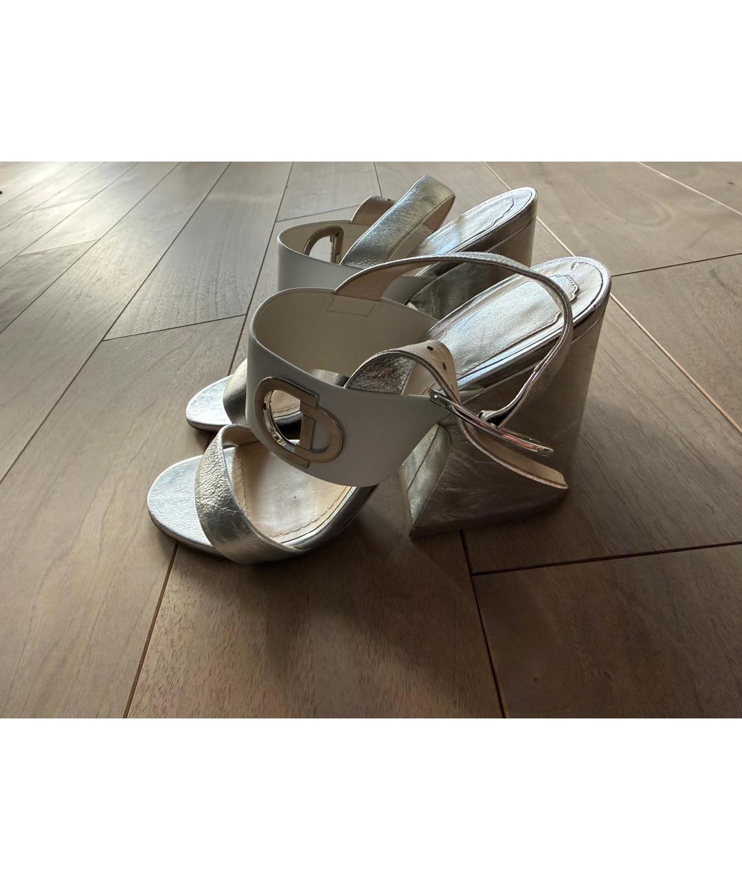 CHRISTIAN DIOR Белые кожаные босоножки, фото 6