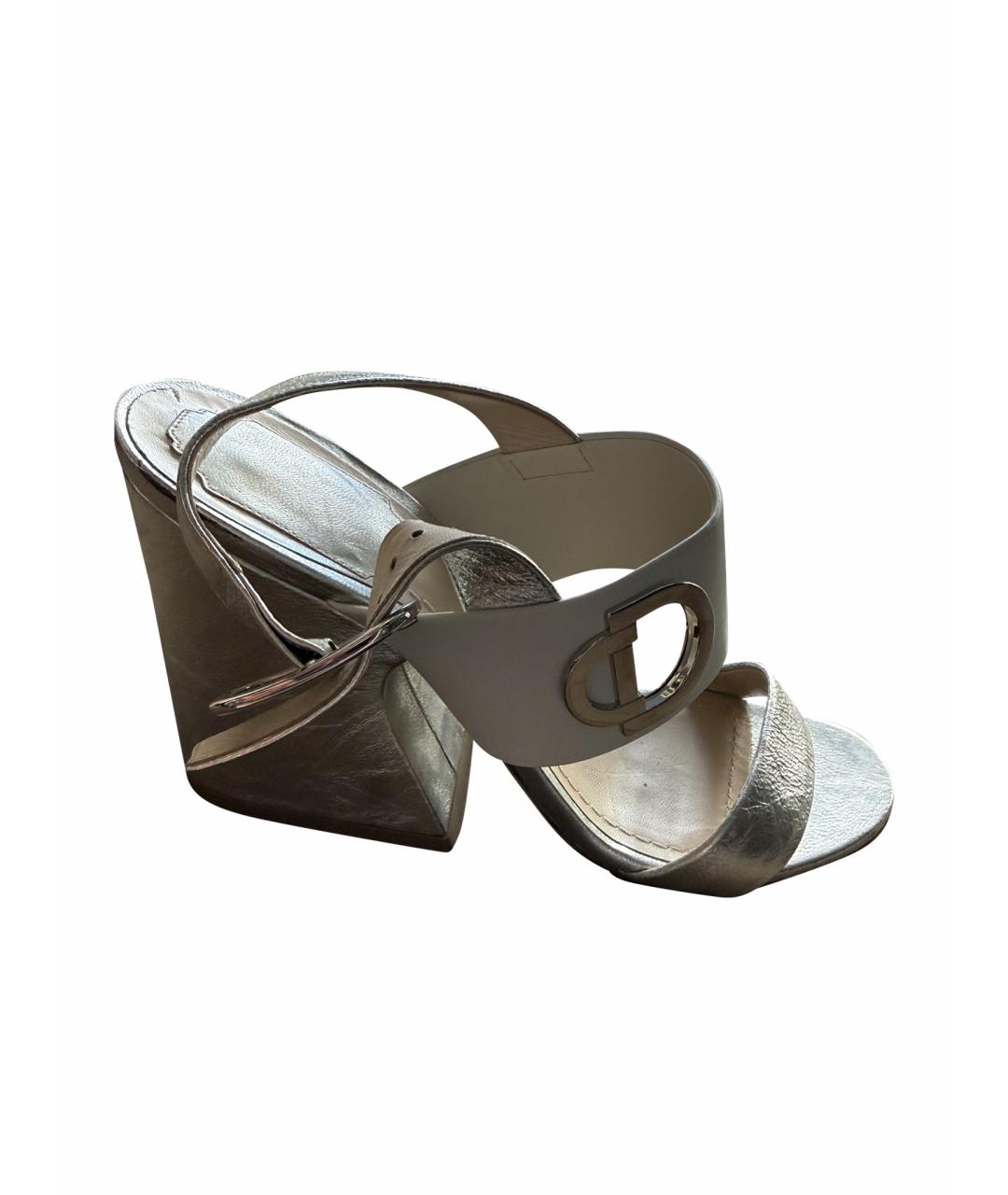 CHRISTIAN DIOR Белые кожаные босоножки, фото 1