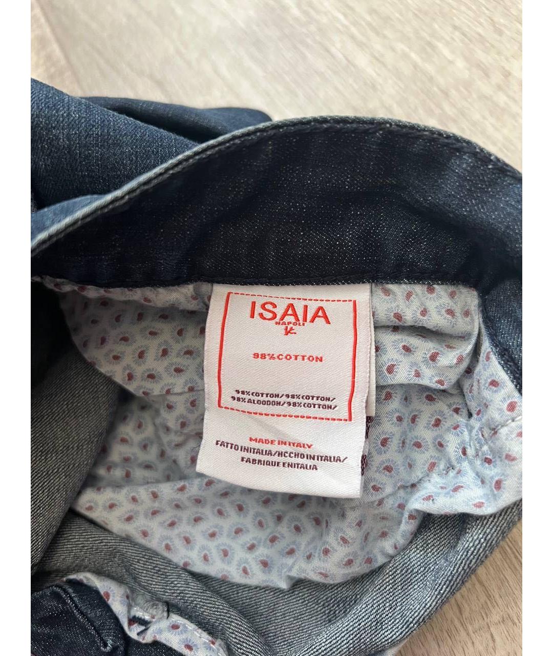 ISAIA Темно-синие хлопко-эластановые прямые джинсы, фото 8