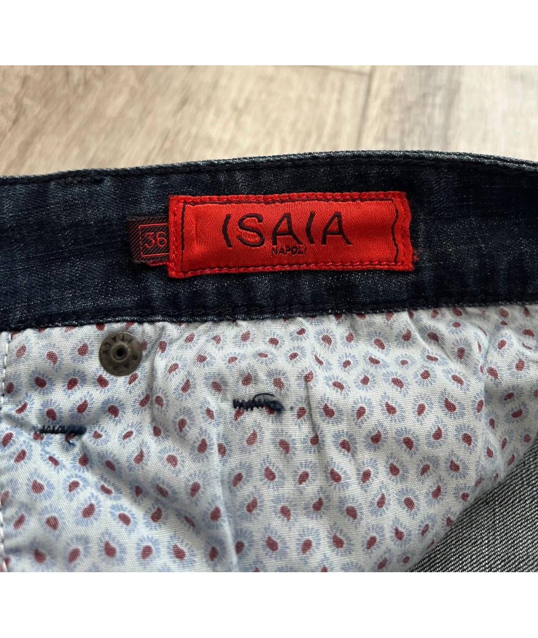ISAIA Темно-синие хлопко-эластановые прямые джинсы, фото 7