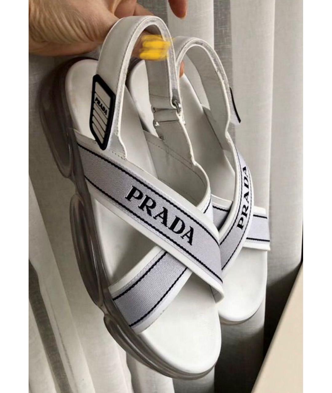 PRADA Белые текстильные босоножки, фото 3