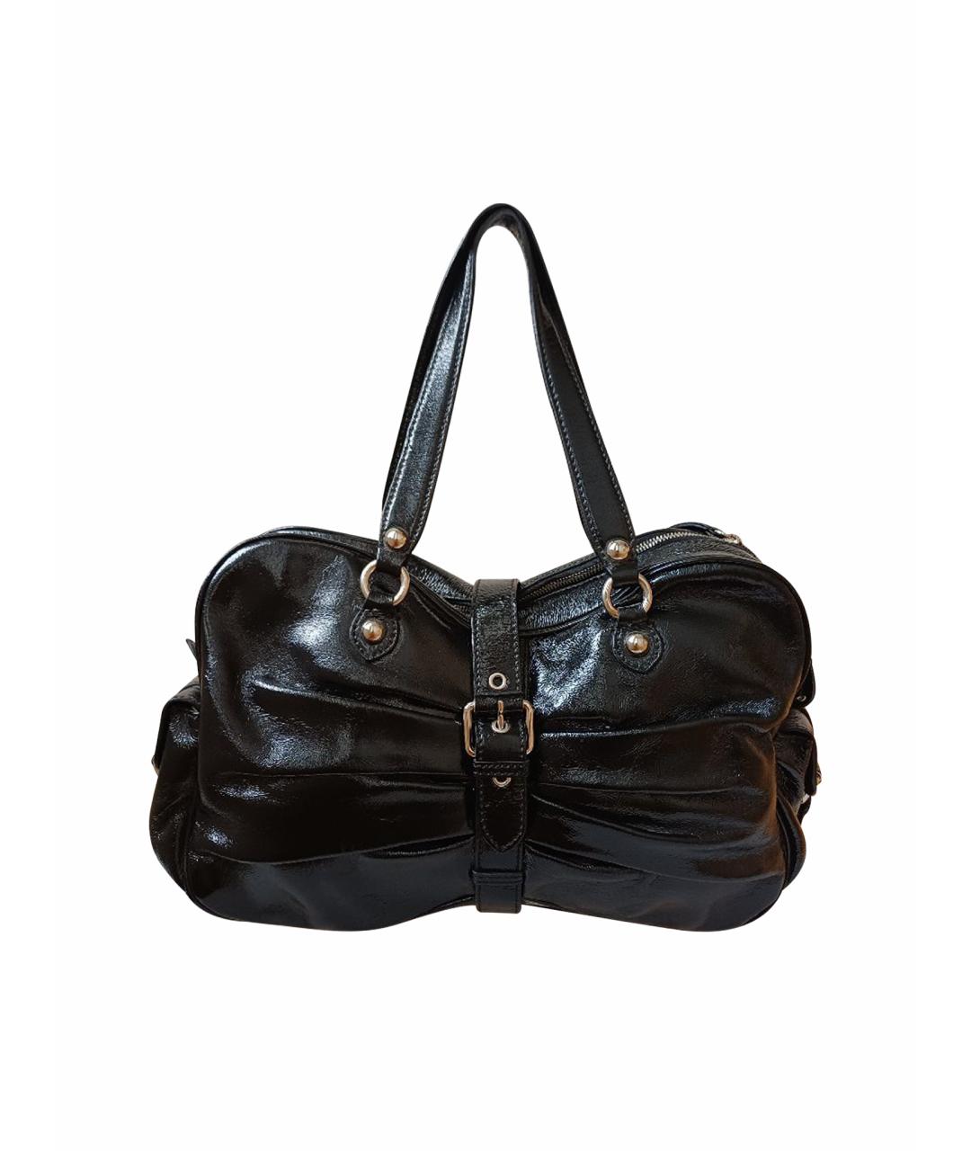 MOSCHINO Черная сумка тоут из лакированной кожи, фото 1