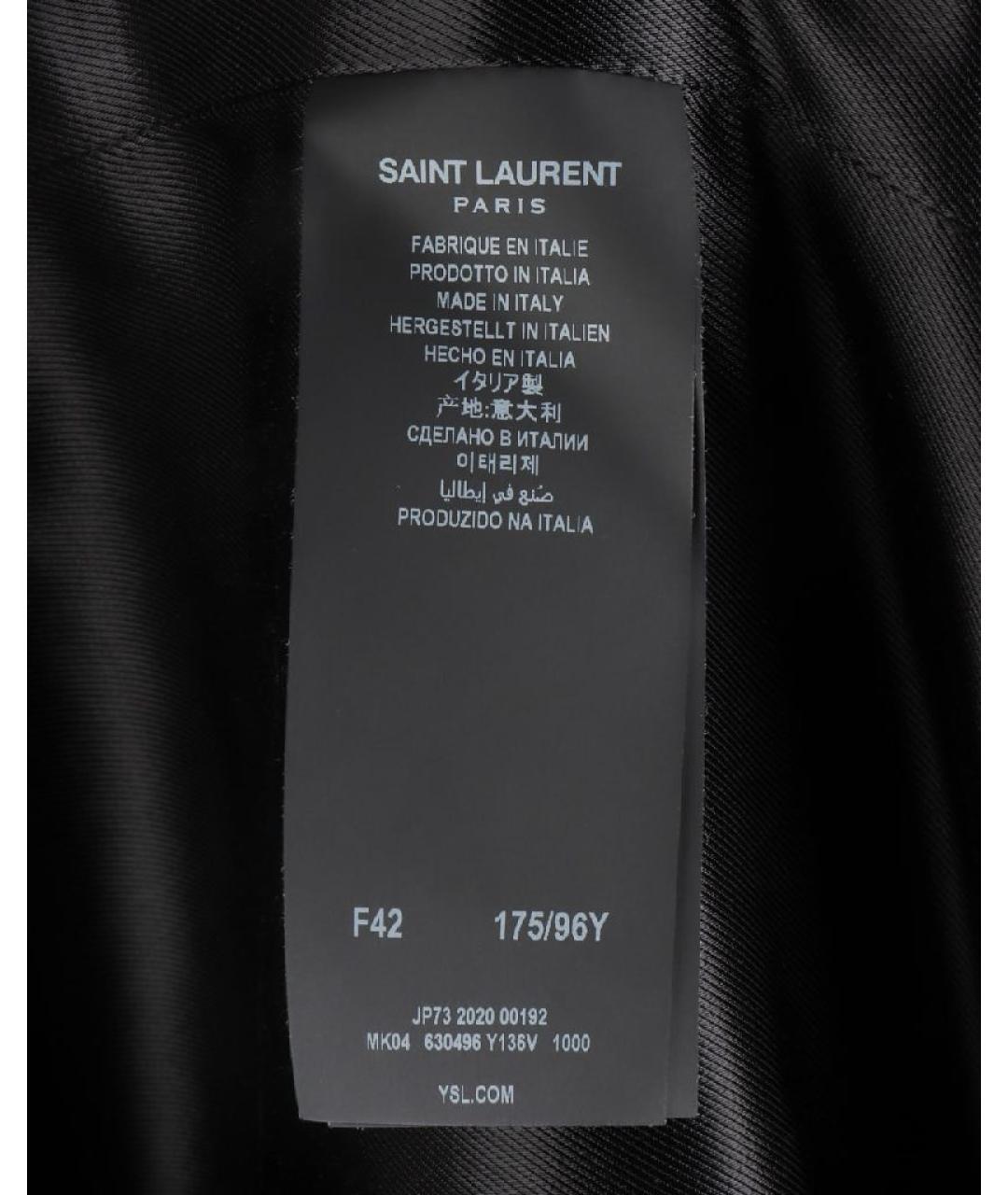 SAINT LAURENT Черное шерстяное пальто, фото 7