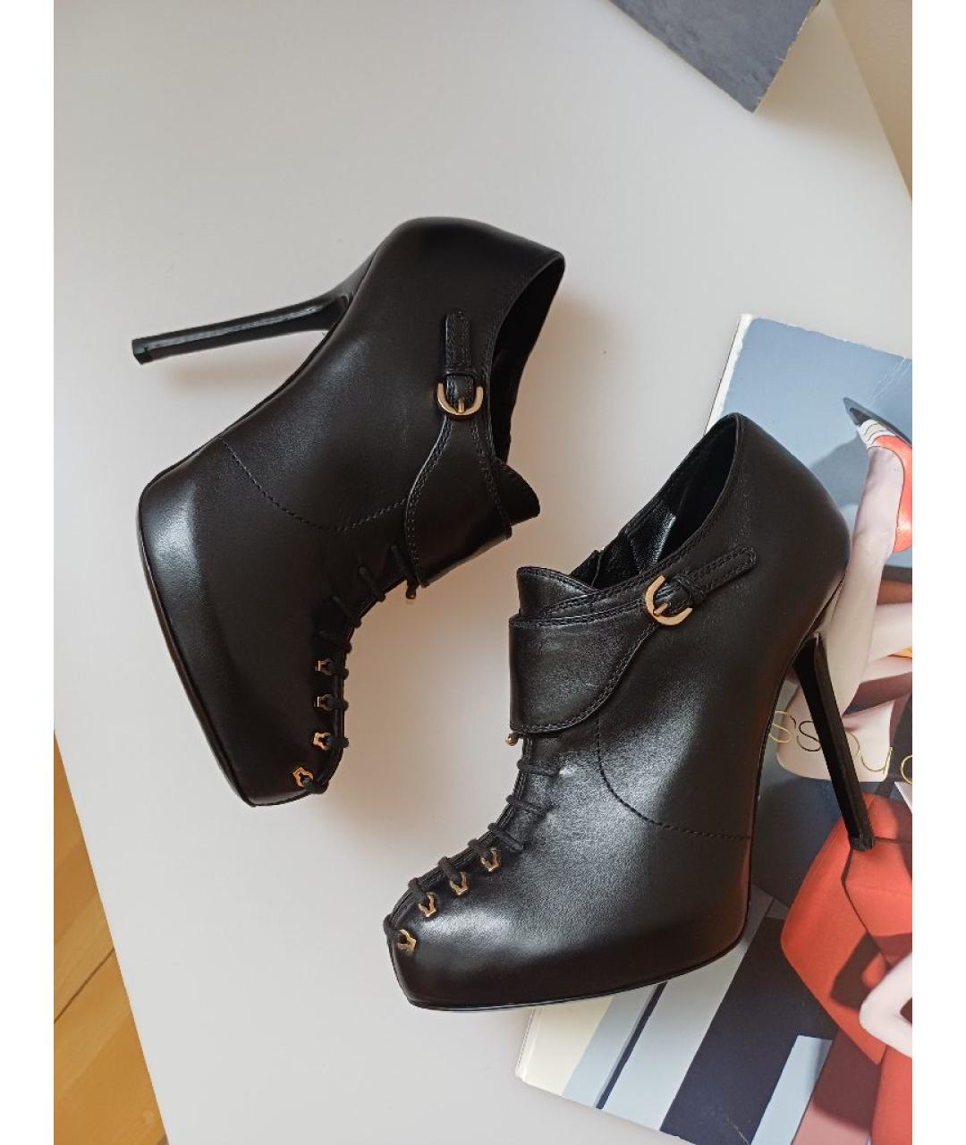 SERGIO ROSSI Черные кожаные ботильоны, фото 6