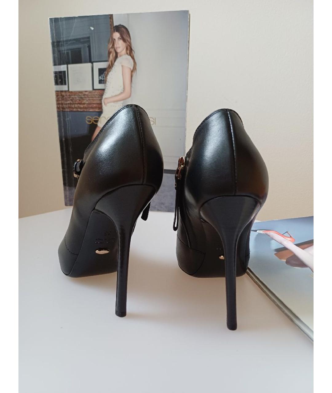 SERGIO ROSSI Черные кожаные ботильоны, фото 7