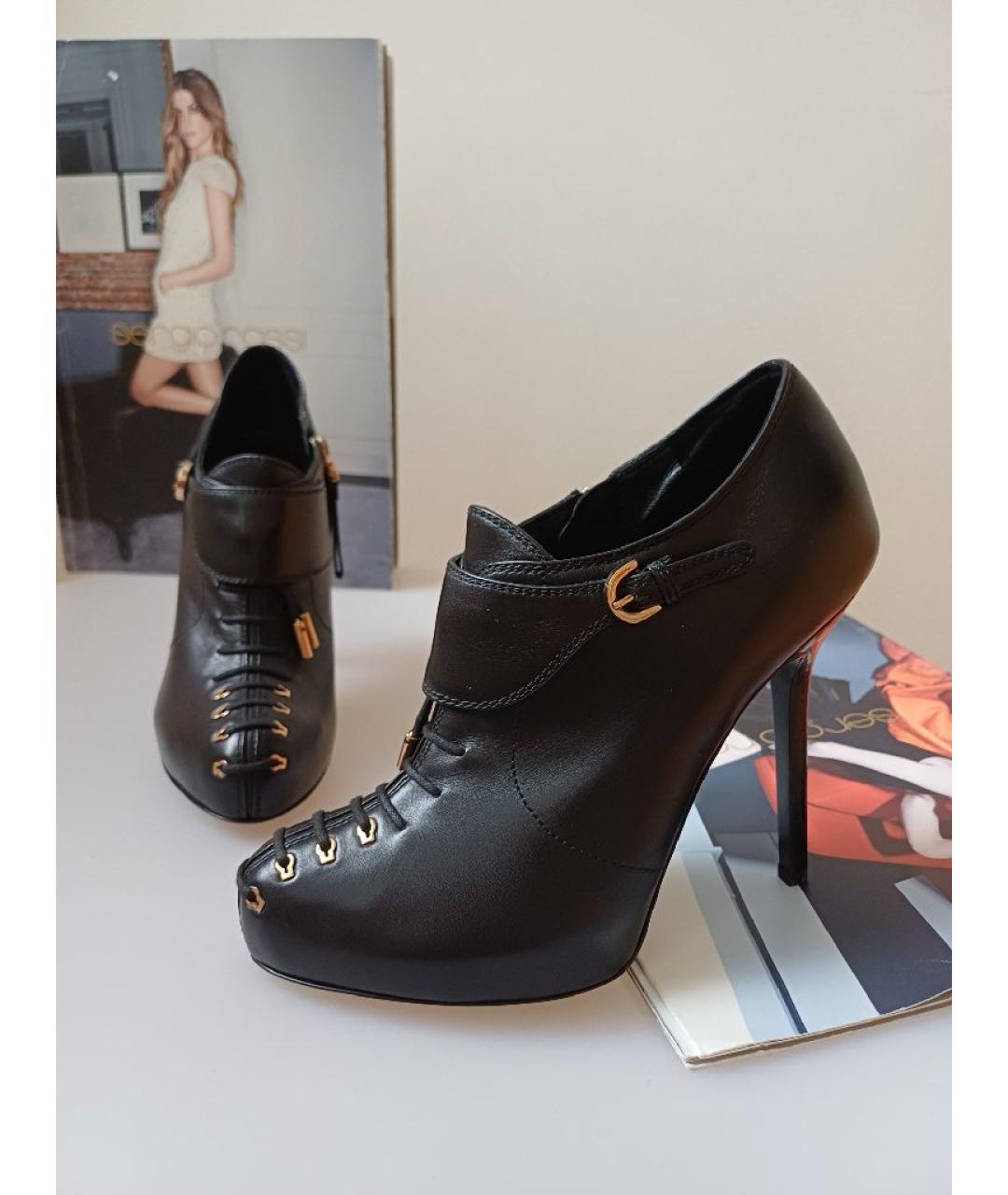 SERGIO ROSSI Черные кожаные ботильоны, фото 3