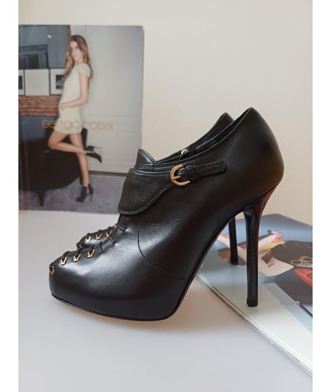 SERGIO ROSSI Черные кожаные ботильоны, фото 2