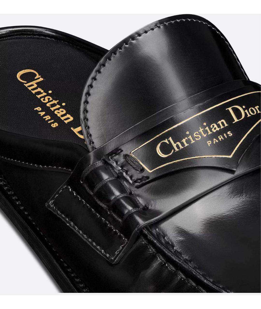 CHRISTIAN DIOR Черные кожаные сабо, фото 5