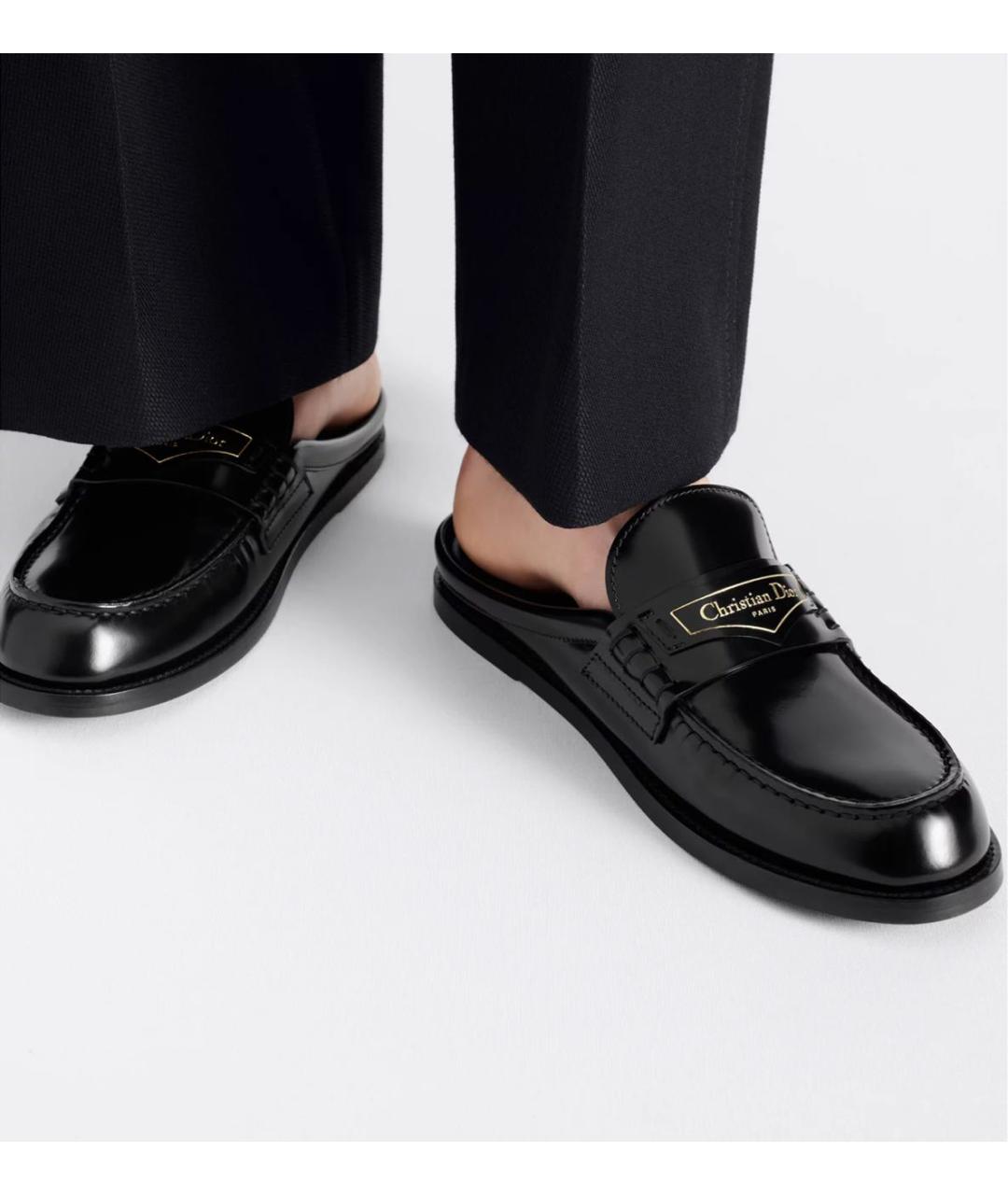 CHRISTIAN DIOR Черные кожаные сабо, фото 3
