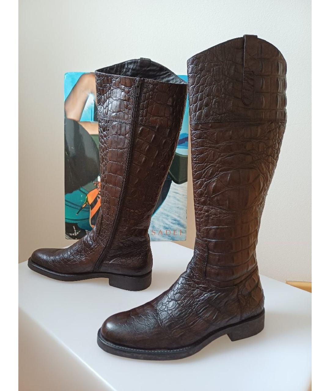 POLLINI Коричневые кожаные сапоги, фото 3