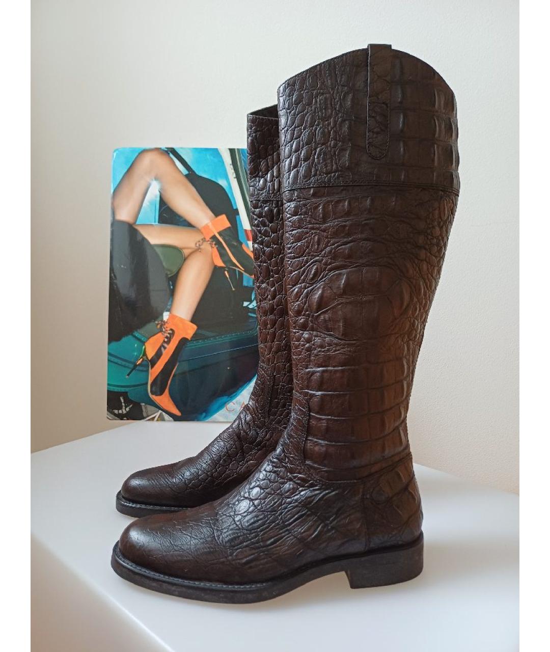 POLLINI Коричневые кожаные сапоги, фото 2