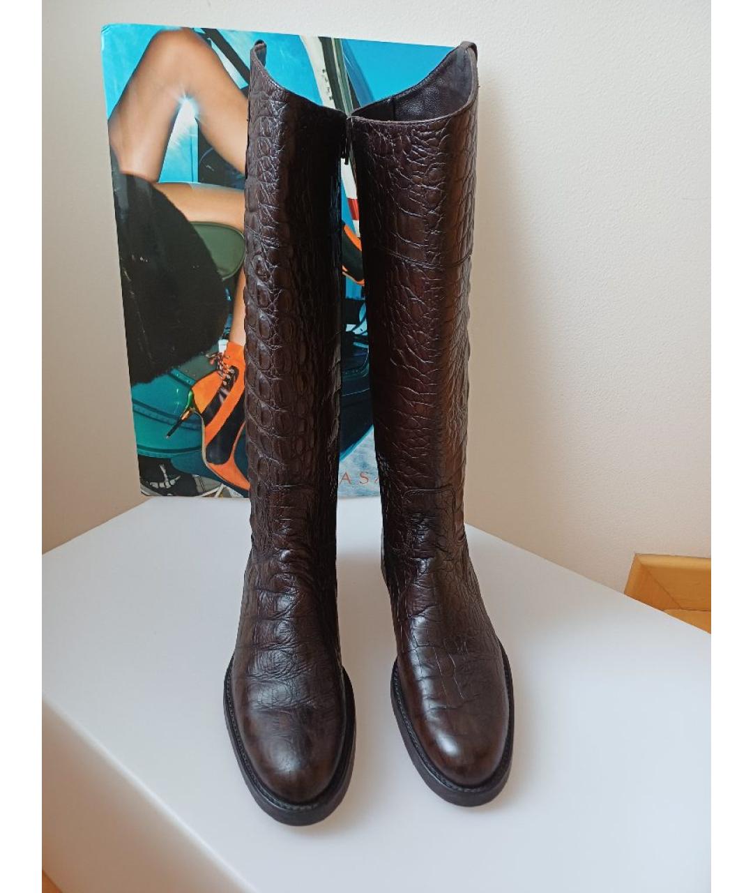 POLLINI Коричневые кожаные сапоги, фото 6