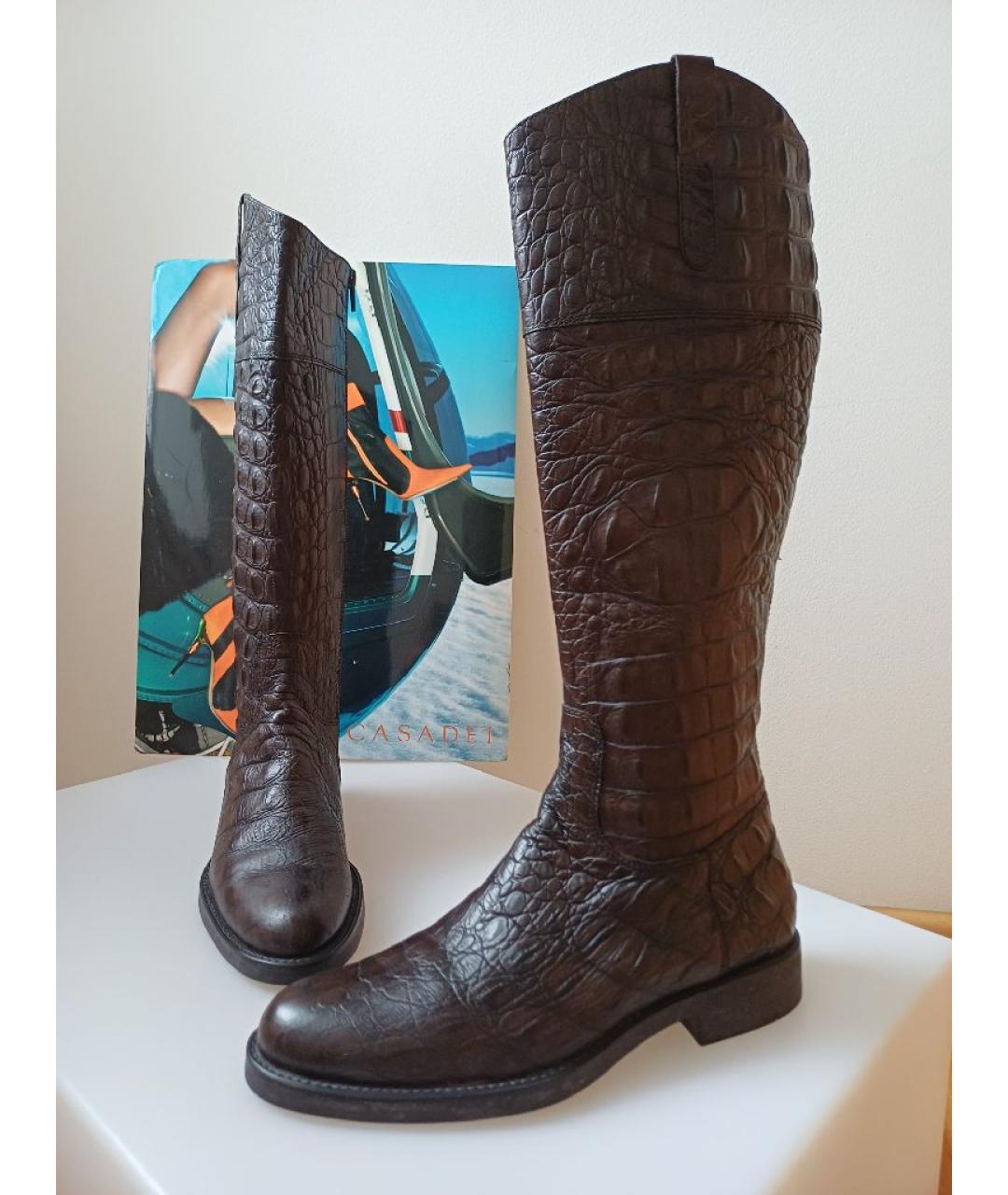 POLLINI Коричневые кожаные сапоги, фото 4