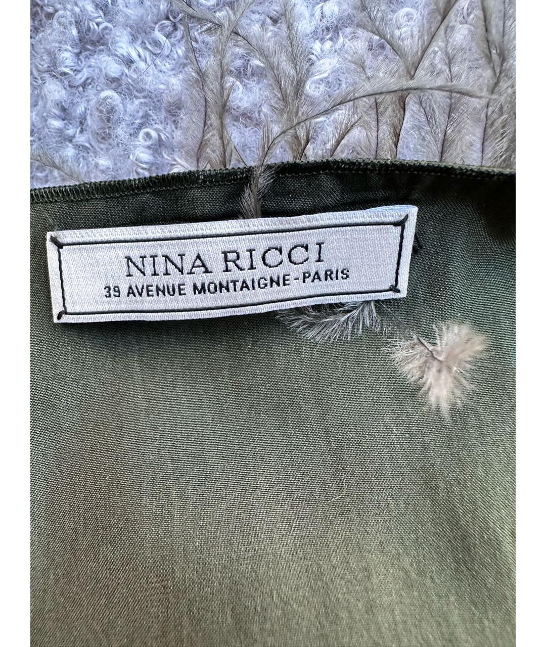 NINA RICCI Зеленые кожаное коктейльное платье, фото 4