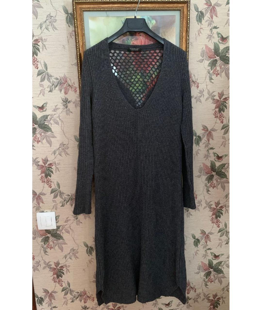 TWIN-SET Антрацитовое кашемировое повседневное платье, фото 7