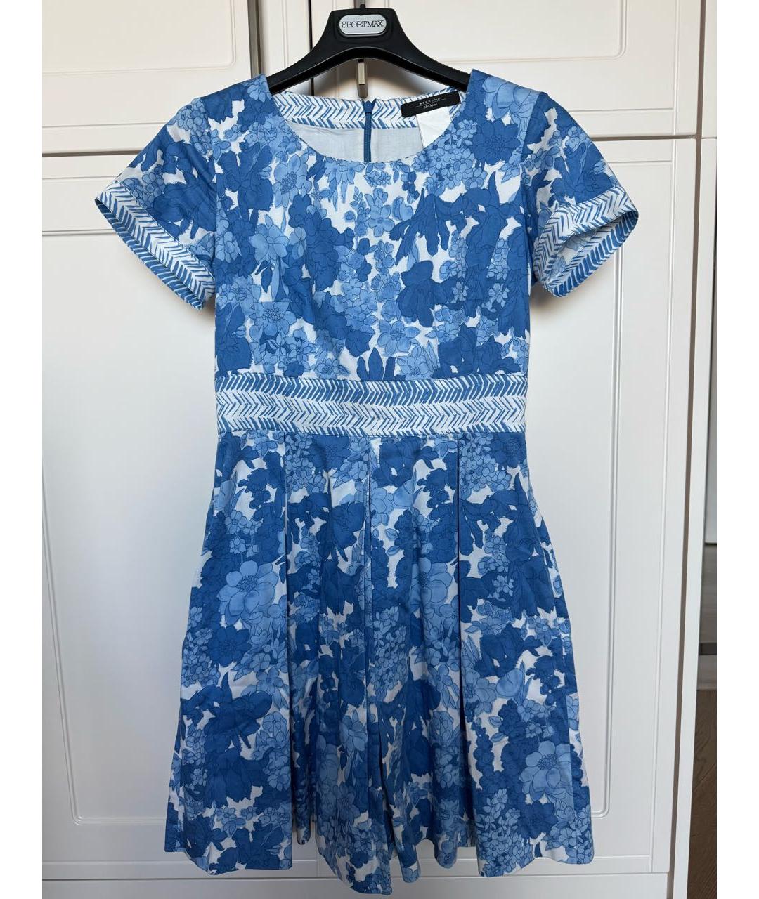 WEEKEND MAX MARA Синее хлопковое повседневное платье, фото 7