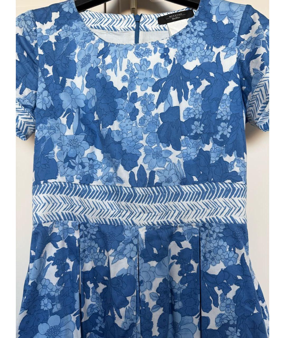 WEEKEND MAX MARA Синее хлопковое повседневное платье, фото 6