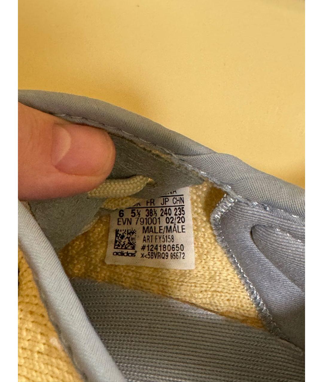 ADIDAS YEEZY Желтые текстильные кроссовки, фото 4