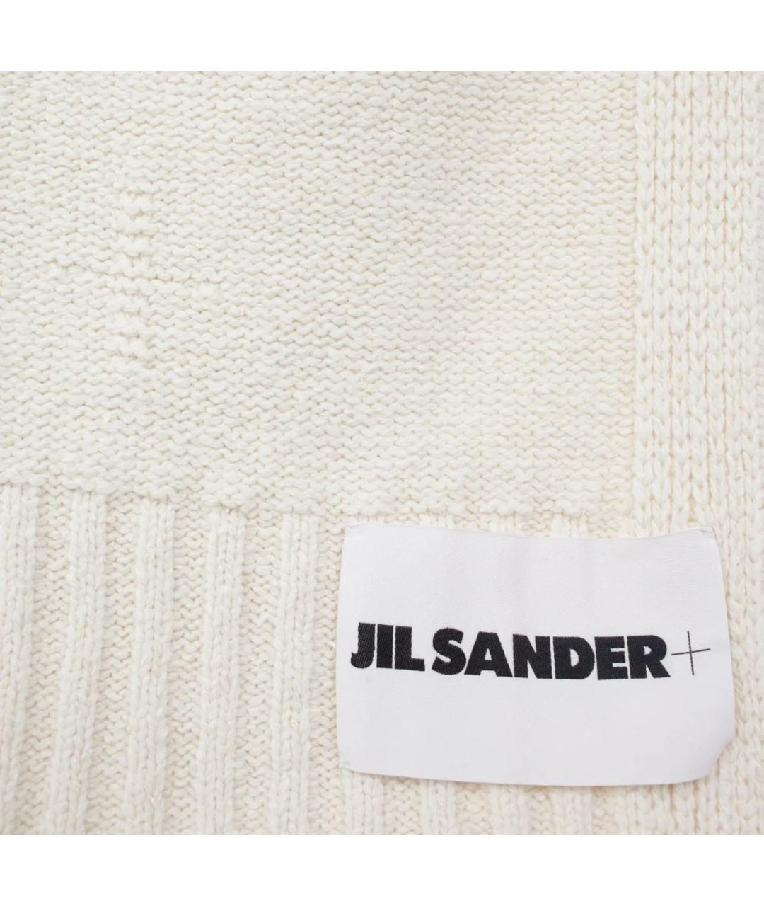JIL SANDER Бежевый шерстяной шарф, фото 2
