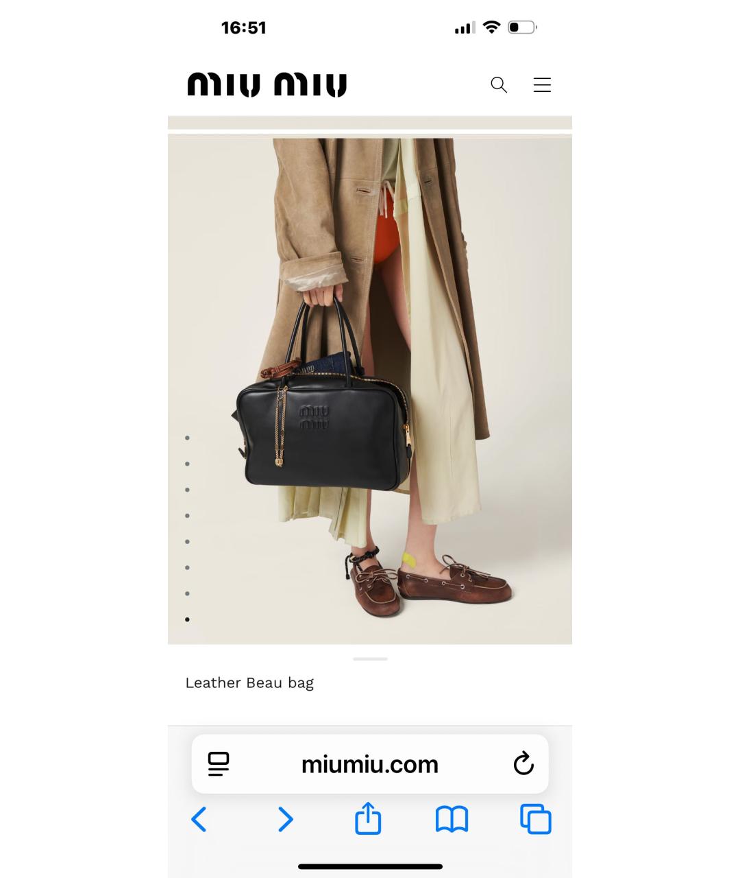 MIU MIU Черная кожаная сумка с короткими ручками, фото 3