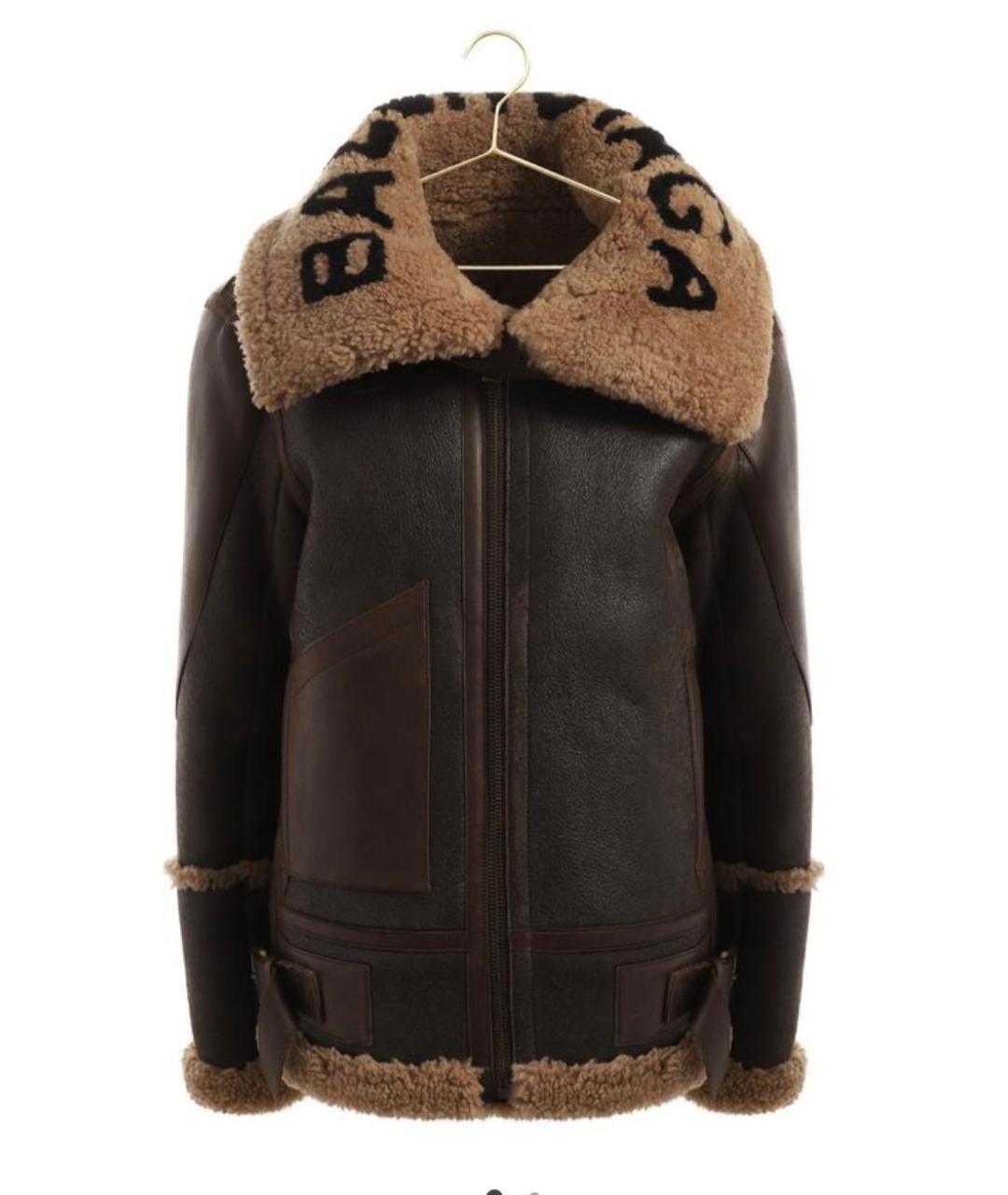 BALENCIAGA Коричневая кожаная дубленка, фото 1