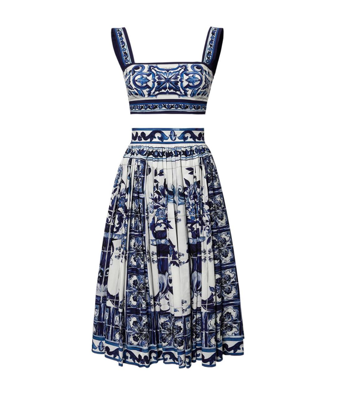 DOLCE&GABBANA Синий хлопковый костюм с юбками, фото 1