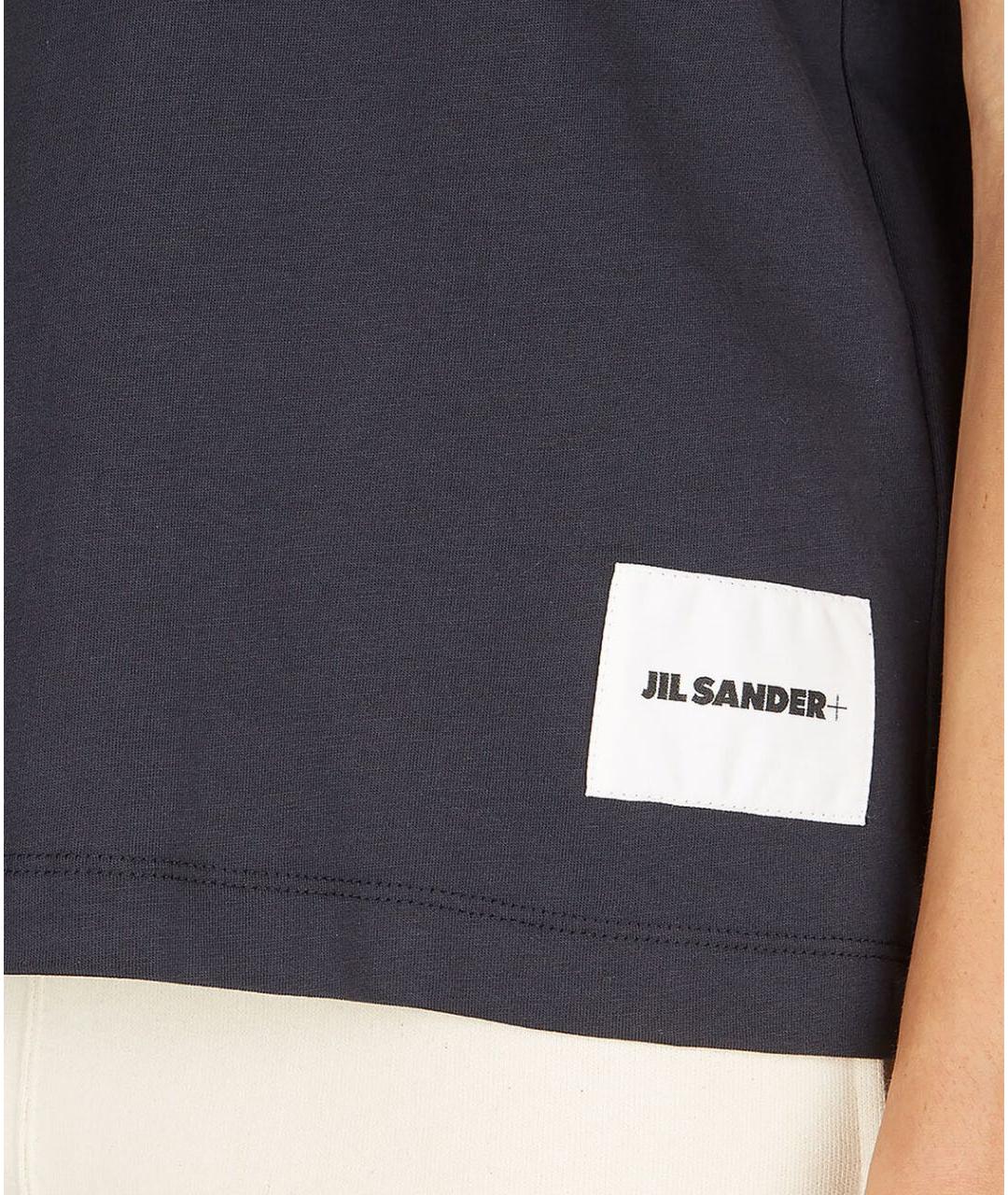 JIL SANDER Темно-синяя хлопковая футболка, фото 3