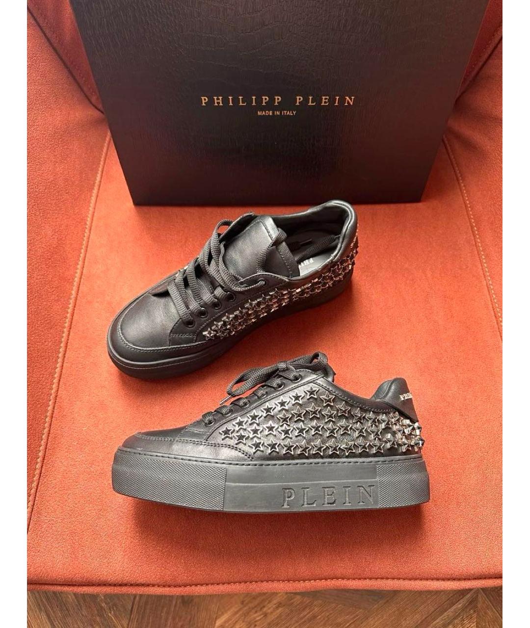 PHILIPP PLEIN Черные кожаные кеды, фото 3