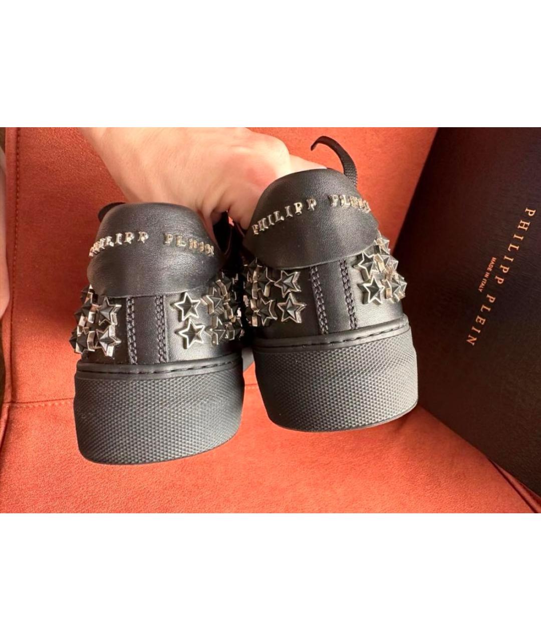 PHILIPP PLEIN Черные кожаные кеды, фото 4