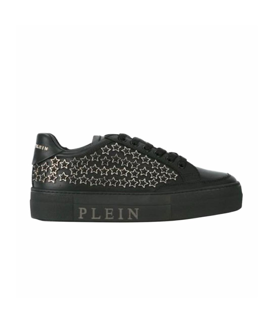 PHILIPP PLEIN Черные кожаные кеды, фото 1