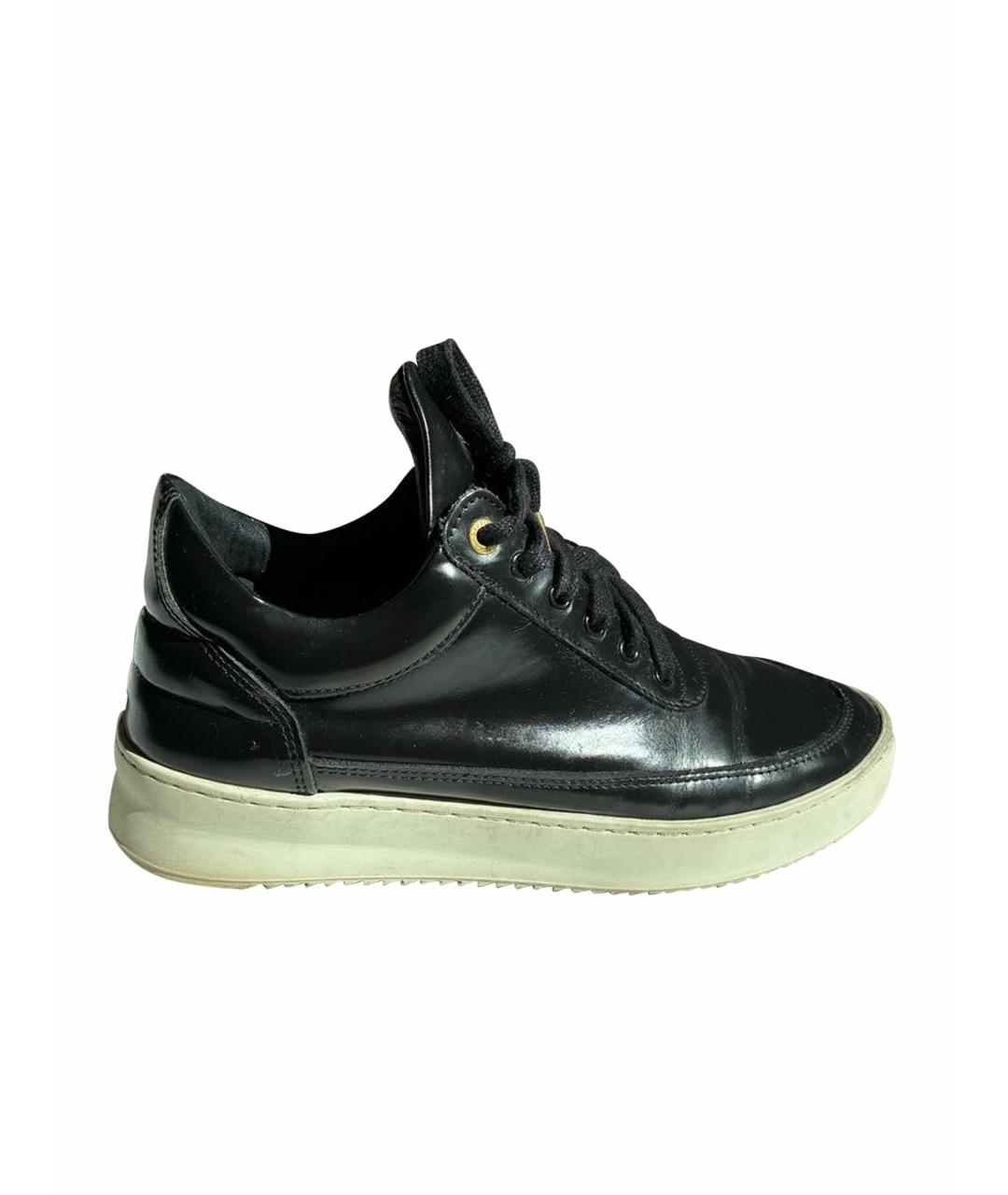 Filling pieces Черные кеды из лакированной кожи, фото 1