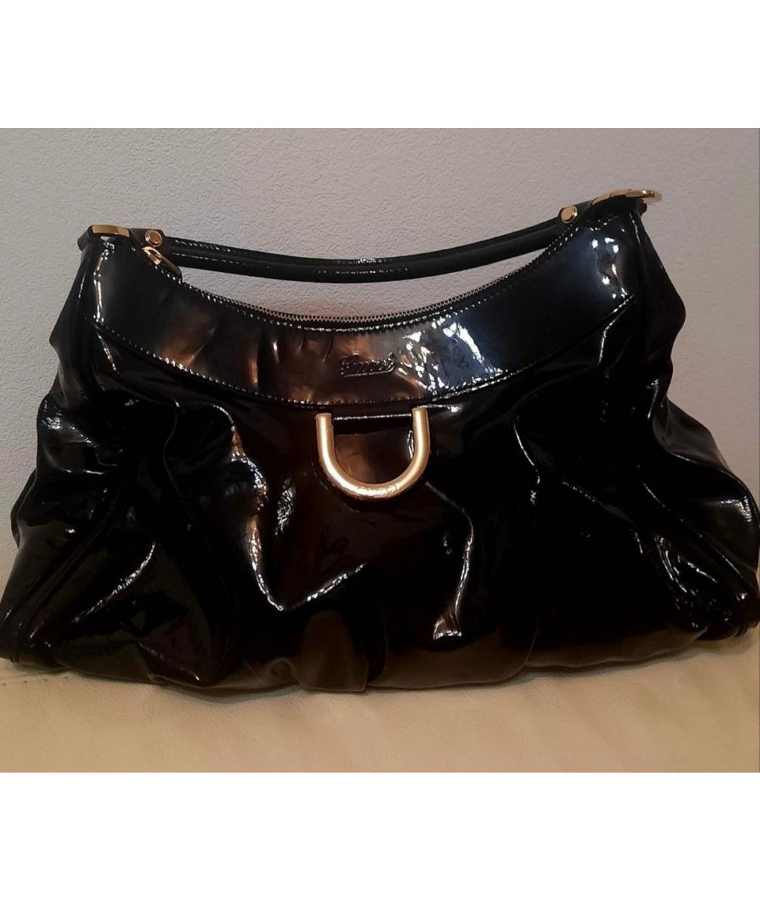 GUCCI Черная сумка с короткими ручками из лакированной кожи, фото 2