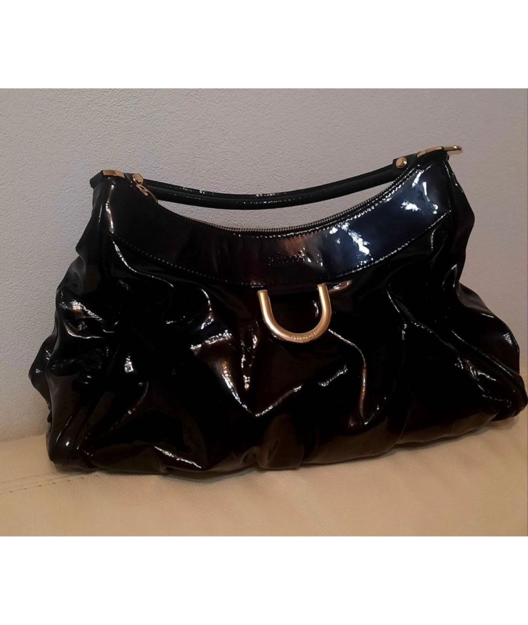 GUCCI Черная сумка с короткими ручками из лакированной кожи, фото 4