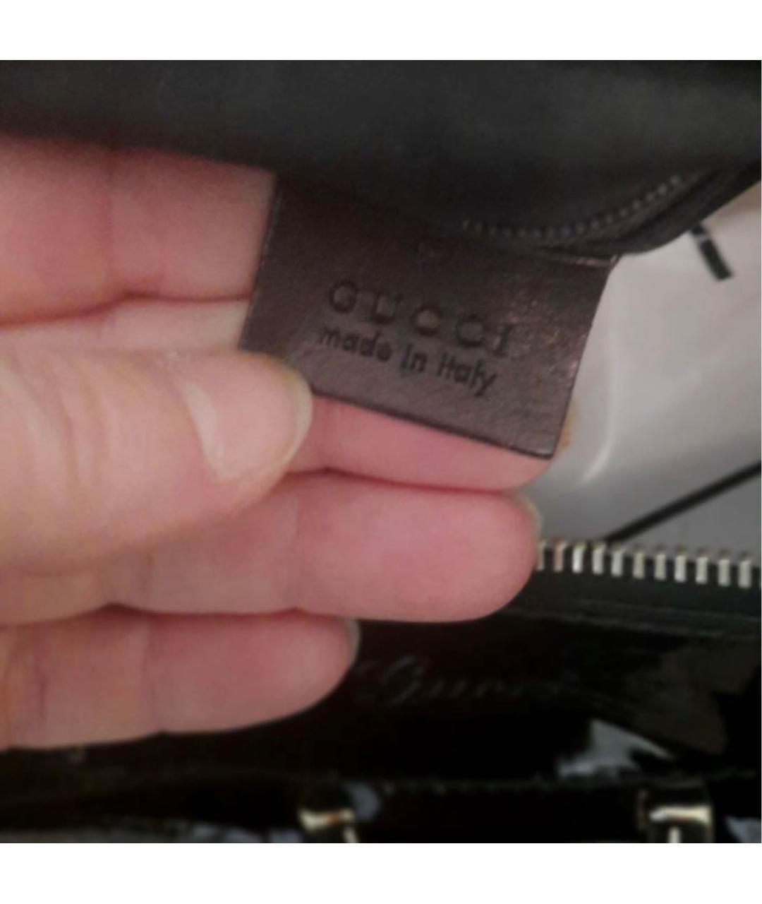 GUCCI Черная сумка с короткими ручками из лакированной кожи, фото 3