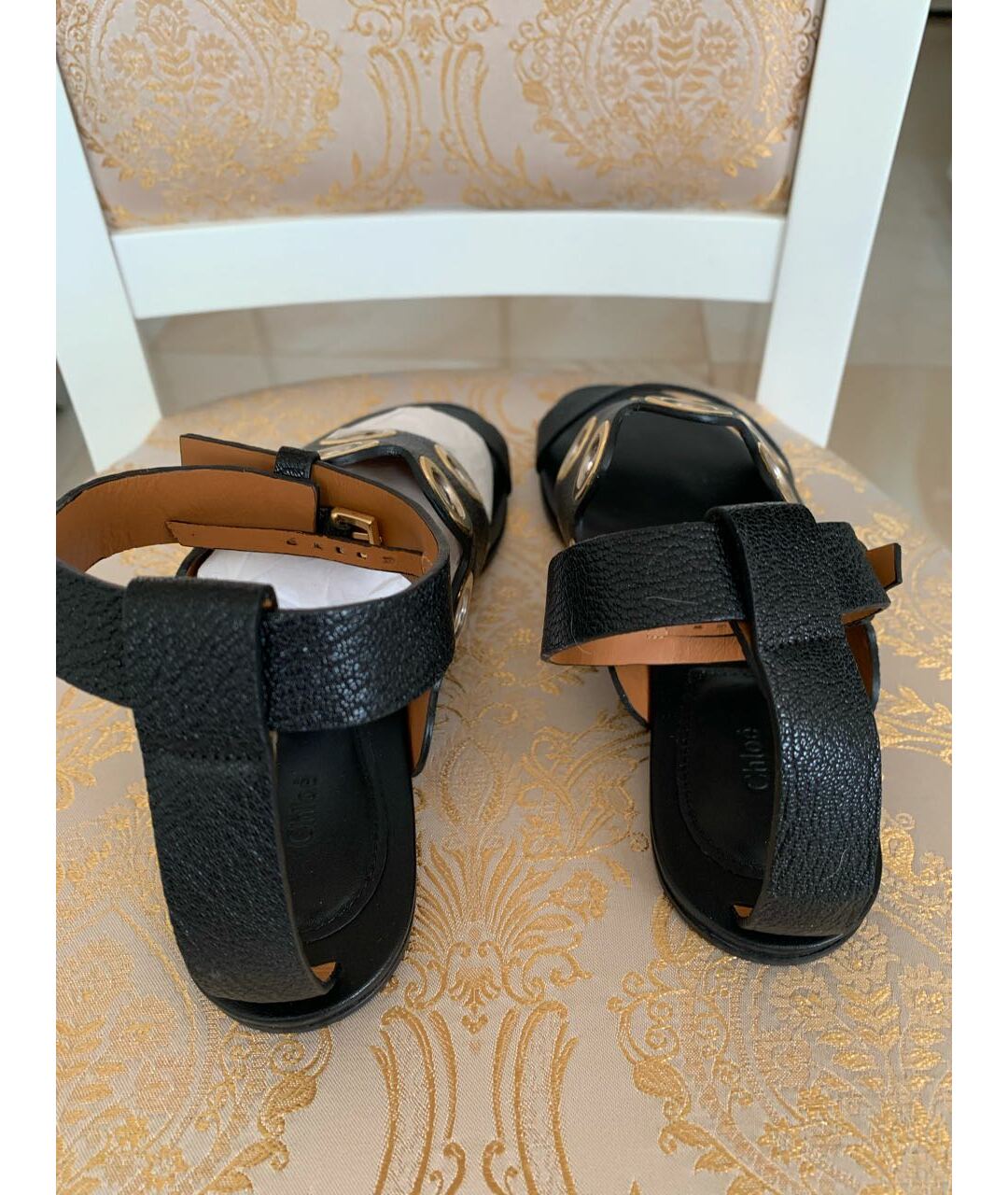 CHLOE Черные кожаные сандалии, фото 4